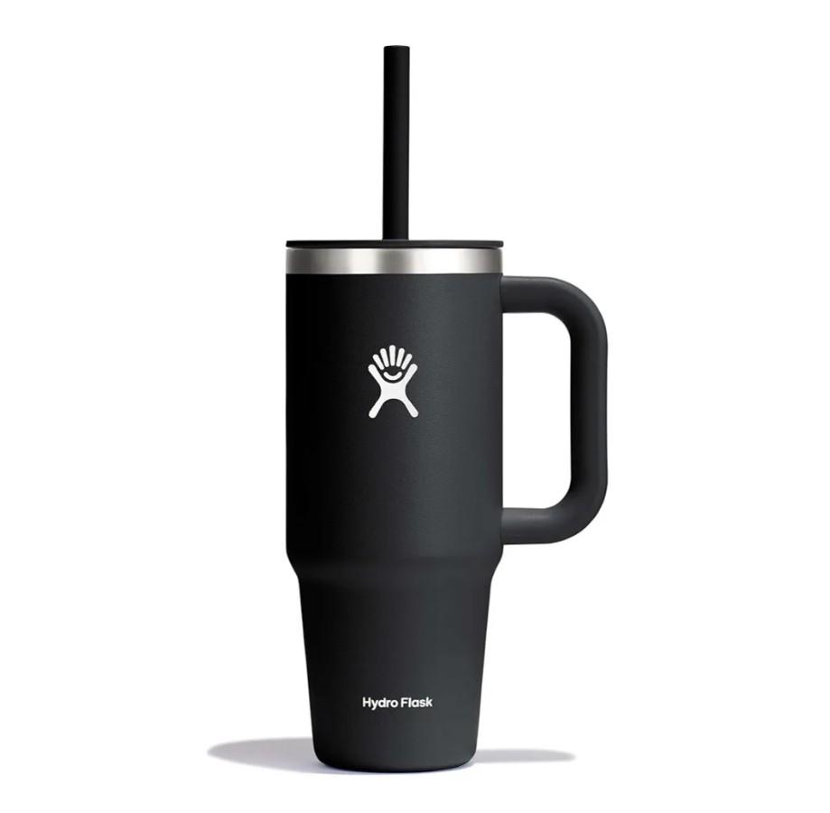 Hydro Flask 24 Oz Travel Tumbler with Handle, Lid and Straw - Insulated Stainless Steel in Black