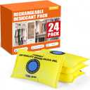 FURWEY 100g (24 Packs) Rechargeable Desiccant Packs for Storage, Color Indicating Silica Gel Desiccant Packets, Moisture absorbers for storage,Dehumidifier bag for Closets,Cars,Storage Bins (Yellow)