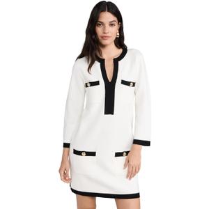English Factory Women's White and Black Mini Knit Dress (Large)
