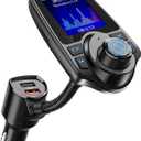 Nulaxy Bluetooth FM Transmitter for Car, 1.8" Color Screen Radio Adapter W QC3.0 & 5V/2.4A Charging, Handsfree Call, Support microSD Card, Aux Play, EQ Modes - KM18 [Upgraded Version] Black