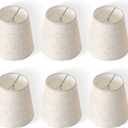 Set of 6 Chandelier Lamp Shades, 3.5x5x5.5in Natural Linen Clip-on Lampshades for Candelabra Bulbs, Perfect for Table, Wall & Ceiling Lamps, Beige Soft Glow for Home Decor & Warm Ambience