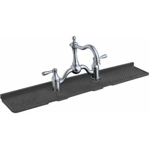 2 Hole Kitchen Sink Splash Guard (22 INCH) Wide-Modern Faucet Mat for Kitchen Sink-Flexible, Durable, Silicone Faucet Splash Guard Grey-Double Handle Faucets with 8 Spacing-Easy to Clean