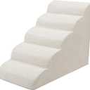 5 Steps Dog Stairs for Bed, 24" Dog Steps for High Bed, High Density Pet Steps for Small Dogs, Extra Wide Non-Slip Dogs Ramp for Injured, Older Pets, Small Cats, White