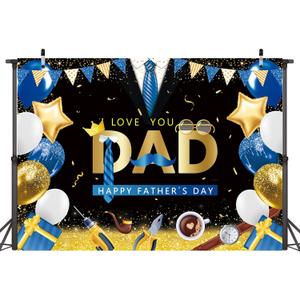 Love You Dad Happy Father's Day Backdrop I Love Dad Father's Day Photography Background Party Decor Photoshoot Banners 7x5ft