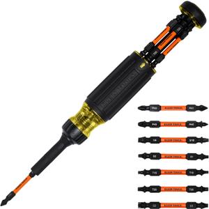 Klein Tools 32315HD 15-in-1 Multi-Bit Ratcheting Screwdriver, Impact-Rated, 7 Double-Ended ProFlex Torsion Zone Tips, 1/4-Inch Nut Driver, 8-Piece