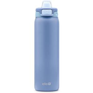 Ello Pop & Fill Stainless Steel Water Bottle with Quick Fill Technology, Double Walled Vacuum Insulated Metal, Leak Proof Locking Lid, Sip & Chug, BPA Free, Holiday Gift for Him Her, 22oz, 32oz, 40oz (Raincloud)