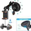 Heavy Duty 100mm Suction Cup w/Adjustable 2-Ball-Head Action Camera Dash Cam Phone Car Mount Vehicle Windshield Holder for iPhone GoPro insta360 DJI Akaso Video Recording (1.5kg Load)