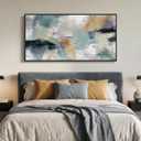 Extra Large Framed Abstract Wall Art for Living Room, Horizontal Grey Teal Canvas Prints Paintings Artwork for Walls, Modern Minimalist Pictures Wall Decor for Bedroom Dining Room Office, 30x60 In