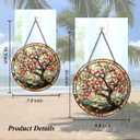 Stained Glass Window Hanging Suncatcher Tree Stained Glass Panel, Decorative Window Sun Catcher for Home,Stained Glass Art Ornament Gifts for Mom, Grandma, Housewarming