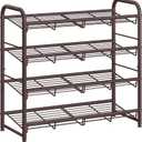 SONGMICS Stackable Shoe Rack, 4 Tier Metal Shoes Rack Storage Shelf, Holds up to 16 Pairs Shoes, Adjustable Slanted Shelves Tower Organizer for Closet Entryway Small Spaces, Bronze