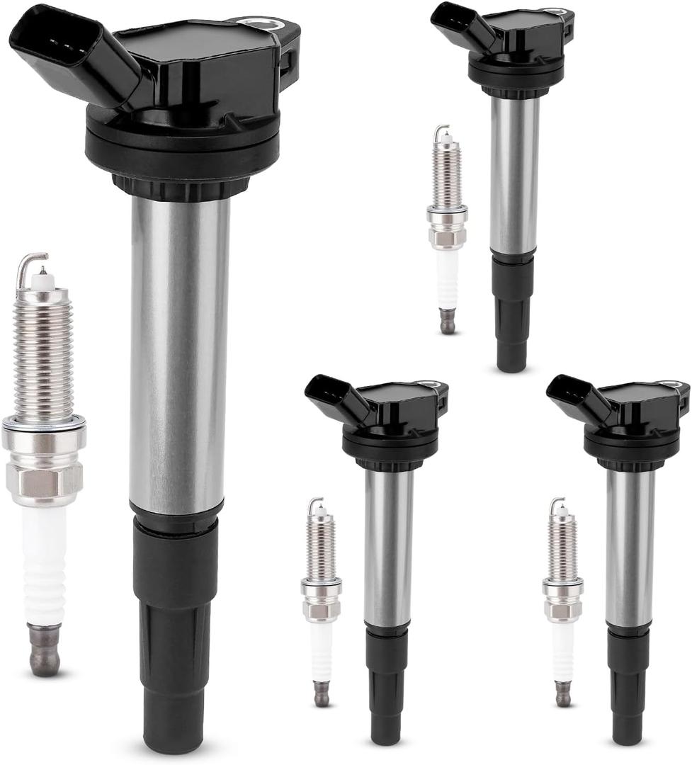 Sets of 4 UF596 Ignition Coil and 93501 Double Iridium Spark Plug Compatible with Toyota Corolla Prius Matrix CHR 2009-2017 Lexus CT200h 2011-2016 Scion iM xD Pontiac Vibe 1.8 L4 Replace# UF619