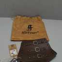HiiFeuer Medieval PU Leather Buckle Arm Bracers, Knight LARP Retro Renaissance Arm Guards, One Size One Pair (Dark Brown)
