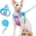 Dooradar Cat Harness and Leash Set, Escape Proof Lightweight Kitten Harness, Soft Breathable Reflective Vest for Outdoor Walking Traveling, Adjustable for Small Cats, Pink & Blue, S