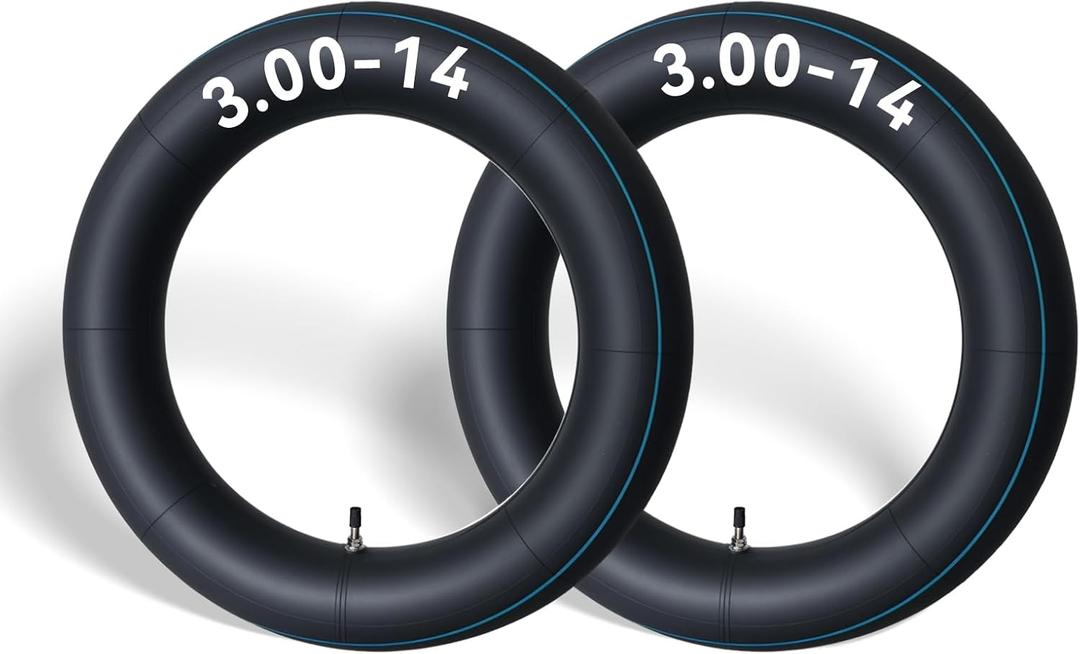 2-Pack 3.00-14 Motorcycle Inner Tube with Straight Valve - Also Fits 90/100-14, for Small Cruiser, Moped, and Some Dirt Bike Rear Tires