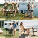 Anbte 2ft Folding Camping Table Max 29.5", 3 Adjustable Height Aluminum Small Folding Table with Storage Net & Portable Handle, Lightweight, for Travel Outdoor Beach Picnic Camp, 23.2" x 16", Black
