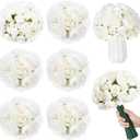 XunYee 85 Pcs White Artificial Peonies Faux Silk Flowers Bulk for Vase Spring Vintage Faux Peony Bouquet Florals Stems Arrangements for Wedding Table Centerpiece Farmhouse Birthday Vase Filler