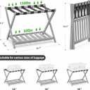 BAMBOOHOMIE Bamboo Luggage Rack for Guest Room, Wide Suitcase Stand with Storage Shelf, Folding Luggage Stand Holder for Bedroom Hotel, 26.77" Thickened Luggage Rack for Suitcases, Grey