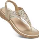 SHIBEVER Flat Sandals For Women Dressy: Comfortable Summer - Soft Rhinestone Flats Sandal