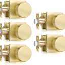 Haidms Gold Door Knobs Passage, Heavy Duty Square Brushed Gold Hall and Closet Door Knobs for Hallway, Zinc Alloy Passage Door Knob Hallways (5 Pack)