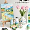 24 Colors Acrylic Paint Markers for Rock, Fabric, Wood, Glass, Eggs, Scrapbook - Easter Basket Stuffers, Dual Tip Acrylic Paint Pens for Coloring Books for Adults, Teens