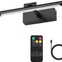 Modern LED Picture Light Dimmable 12.6 "Black Picture Light lampshade can Rotate up or Down 270 Degrees 3 Color Temperature Display Wall Art Light Battery Powered