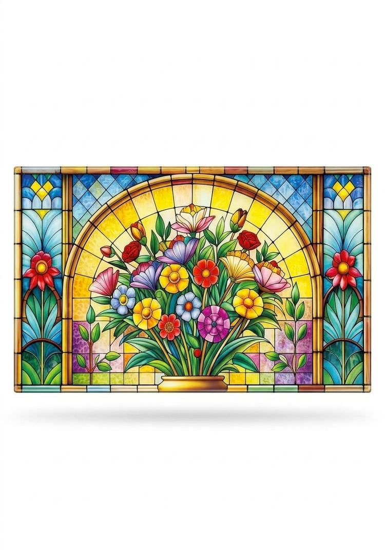 fzxwyishu Tempered Glass Backsplash for Kitchen,Stove Splashback Protector Mosaic Window Design | Heat-Resistant Splash Board, Kitchen Wall Decoration