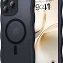 2 x for iPhone 16 Pro Case with MagSafe, Upgraded [Full Camera Protection] [Fit for MagSafe] [Mil-Grade Drop] Cute Wave Translucent Non-Slip Phone Case for iPhone 16 Pro 6.3", Black