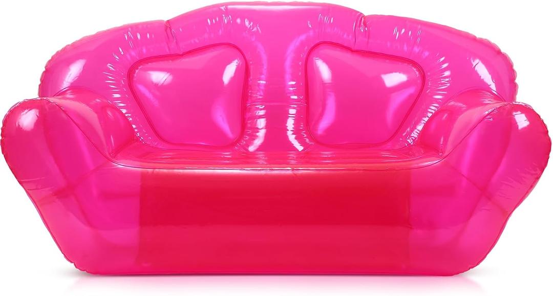 Kigley Inflatable Chair Blow Up Couches Transparent Inflatable Sofa Seat Yard Patio Portable Air Couch Furniture for Outdoor Indoor Camping Beach Room(Double Seat,Pink)