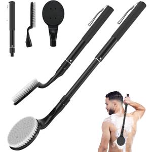 Back Scrubber Anti Slip for Shower, 25.7 Telescopic Back Bath Brush for Shower, Back Scrubber, Exfoliation and Improved Skin Health for Elderly with Limited Arm Movement, Disabled