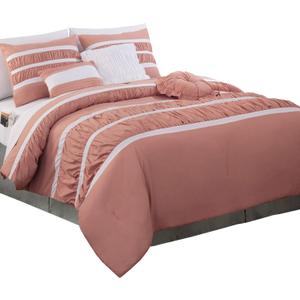 Elegant Comfort 12-Piece Bed-in-a-Bag, Isabella Pleated Ruched Ruffled Comforter Set, 6-Piece Sheet Set Featuring Smart Pockets, Decorative Pillows, All Season Bedding, California King, Dusty Rose