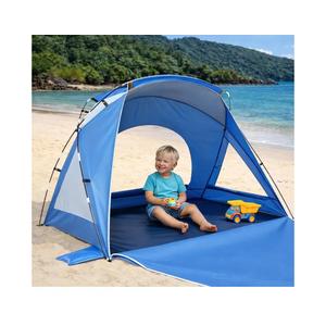 Happy Travel Beach Tent, UPF 50+ UV Protection Sun Shade Shelter for 3/4/5/6/7/8 Person, Portable Beach Canopy for Family & Baby, Lightweight & Easy Setup Beach Cabana with 3 Ventilation Mesh Windows