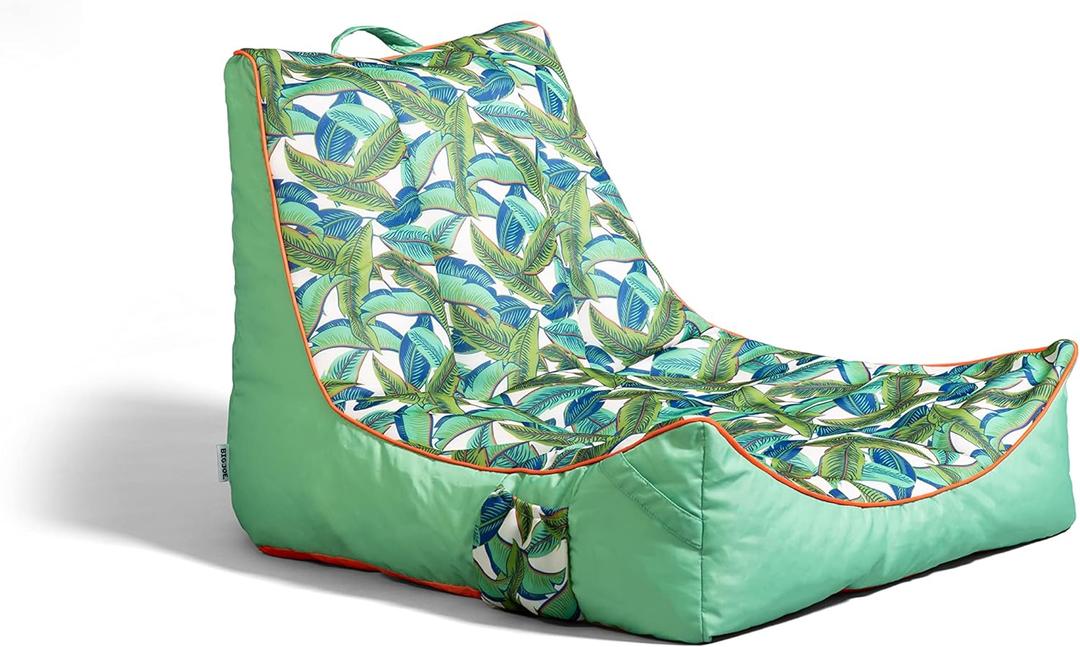 Big Joe Captain's Float No Inflation Needed Pool Float with Drink Holder, Tropical Palm Green Double Sided Mesh, Quick Draining Fabric, 3 feet