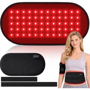 Red Light Therapy Pad for Body-660nm 850nm Dual Wavelength Heating Pad red Light Therapy wrap for Back Waist Shoulder Knee use Portable red Light Belt 5 Heat Levels Dual Straps for Gift(Plug-in Only