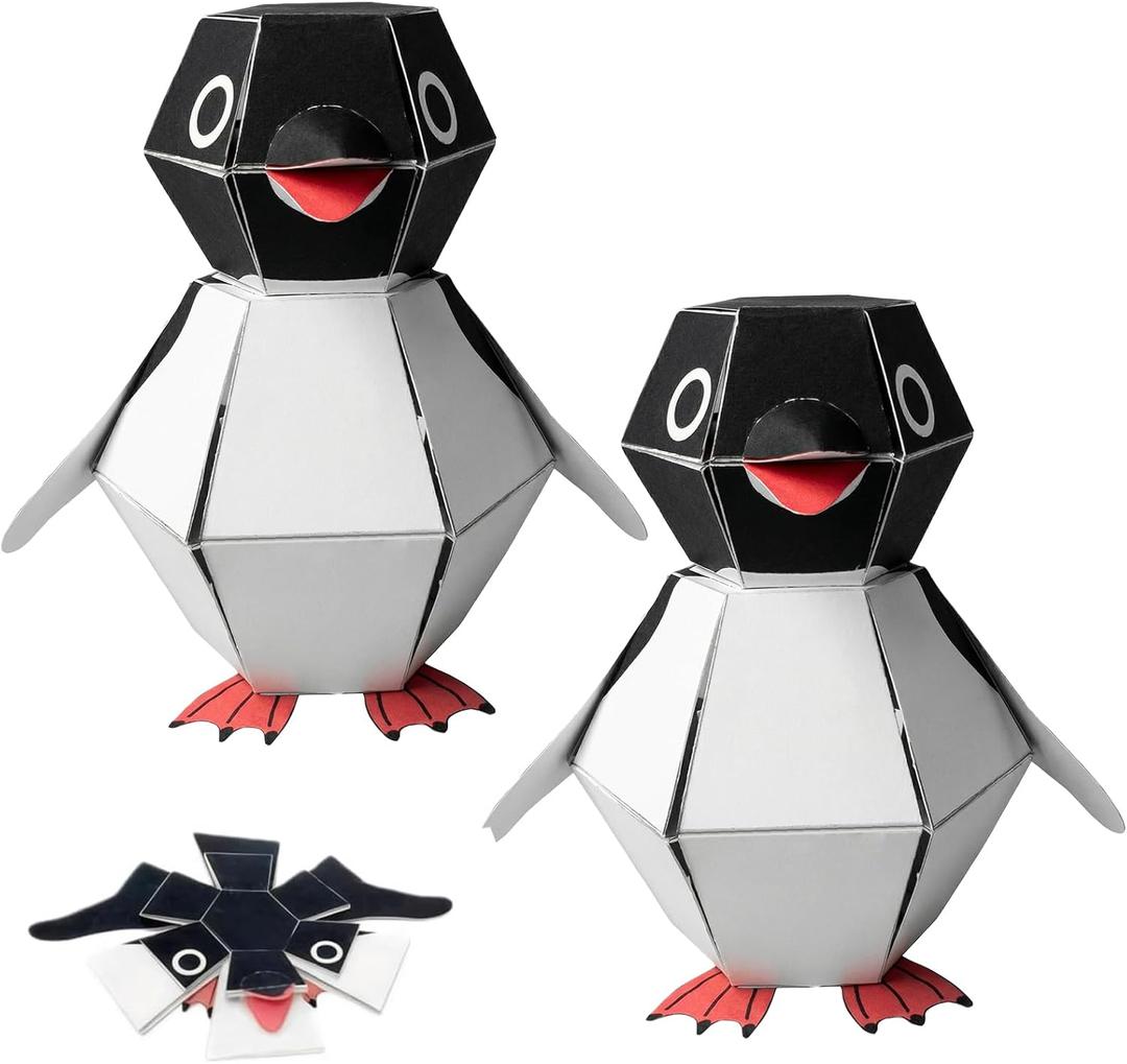 Ruirgo 2Pack Bouncing Buddy Penguin Craft Kit,3D Cute DIY Origami Jumping Penguin,Fun Creative Handmade Origami,Intellectual Interactive