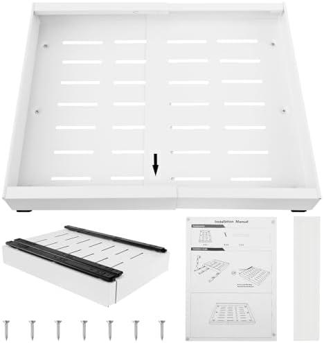Expandable Cabinet Organizer - Quiet Sliding Pull Out Shelves 12.6"-20.5" for Kitchen (White) Pack of 2