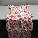BTFBM Womens Square Neck Smocked Dress Summer Puff Short Sleeve Floral Casual Ruffle Tiered Maxi Wedding Guest Dresses (Medium, Floral White Red)