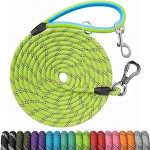 NTR 100FT Leashes for Large Breed Dogs, Long Leash with 2 Swivel Hooks and Comfortable Padded Handle, Puppy Leash Lead for Walking, Hunting, Camping, Backyard for Small Medium and Large Dogs (Green)