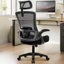 NEO Chair Ergonomic Office Desk Chair High Back Computer Gaming Mesh Chair with Comfy Task Adjustable Arms Lumbar Support Headrest Swivel for Home Office (Black), Size: Headrest