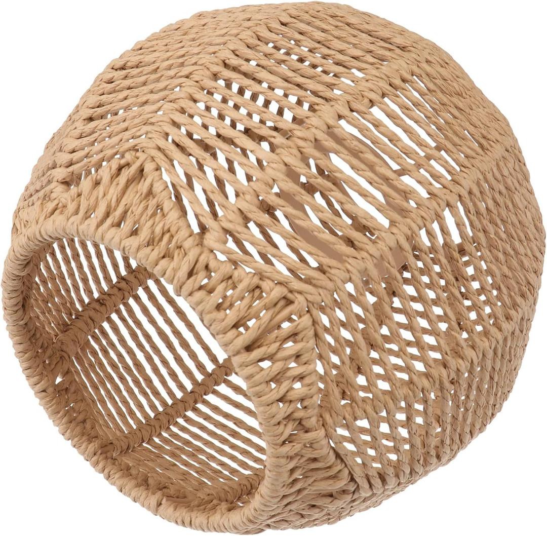 Wicker Lamp Shade for Hanging Lamp,Woven Pendant Lamp Shade Rattan Light Fixture Shade for Living Room Bedroom Restaurant Ceiling (15 x 15 cm)