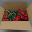 HyeFlora 50 PCS Red Roses Artificial Flowers, Fake Roses with Stems Realistic Silk Roses for DIY Wedding Bouquets Tables Centerpieces Arrangements Party Baby Shower Birthday Home Decor Gift for Her