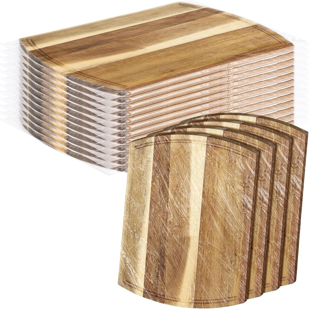 Patelai 12 Pack Large Cutting Boards Bulk Wooden Kitchen Chopping Boards for Crafts DIY Wedding Housewarming Gift(Acacia, 12 x 9 Inch)