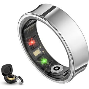 Smart Ring Health Tracker, Activity Tracker for Women & Men, No Subscription Required, Sleep & Heart Rate Monitor, Multi-Sport Modes, Compatible with iOS & Android (Silver, 10)