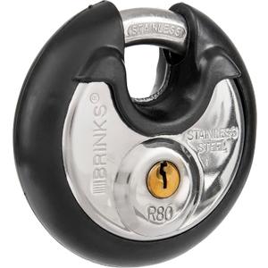 BRINKS - 80mm Commercial Stainless Steel Keyed Discus Padlock - Stainless Steel Body with Stainless Steel Shackle, Black