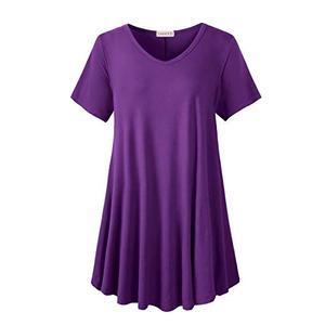 LARACE Casual Tops for Womens Summer Clothes Loose Fit Short Sleeve Shirts Flowy V Neck Tunic Plus Size Blouse(Deep Purple 4X) LARACE Casual Tops for Womens Summer Clothes Loose Fit Short Sleeve Shirts Flowy V Neck Tunic Plus Size Blouse(Deep Purple 4X)