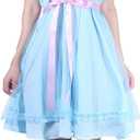 CR ROLECOS Women's Blue Chiffon Dress Puff Sleeves Halloween Party Cosplay Costume (L)