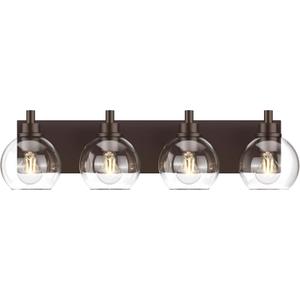 IZORRO Bathroom Light Fixtures, 4 Light Oil Rubbed Bronze Vanity Light, Modern Wall Sconces with Globe Clear Glass Shade, Vanity Lighting Fixtures Over Mirror,E26 Bulb Socket
