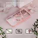 Misea Magnetic for iPhone 16 Pro Case Compatible with MagSafe [Never Yellowing] [Military Grade Drop Protection] Full Camera Lens Protector Plating Soft Clear Phone Case for Women 6.3", Pink