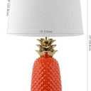 JONATHAN Y 23" Orange/Gold Pineapple Ceramic Table Lamp for Bedroom Decor, Modern Whimsical Bedside Nightstand Lamp with White Linen Drum Shade and LED Bulb (JYL4019E)