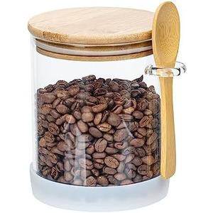 Glass Jars with Bamboo Lids & Bamboo Spoons - 25Oz Glass Storage Container, Large Glass Coffee Nuts Canister Airtight, Hold Coffee Beans, Tea, Flour, Sugar, Nuts, Candy, Bath Salts & More, Decorative