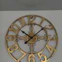Wall Clock, 16 Inch Bronze Metal Wall Clock Silent Non-Ticking Battery Operated, Large Round Retro Arabic Numerals Analog Decorative Clocks for Living Room Kitchen Mantel Office